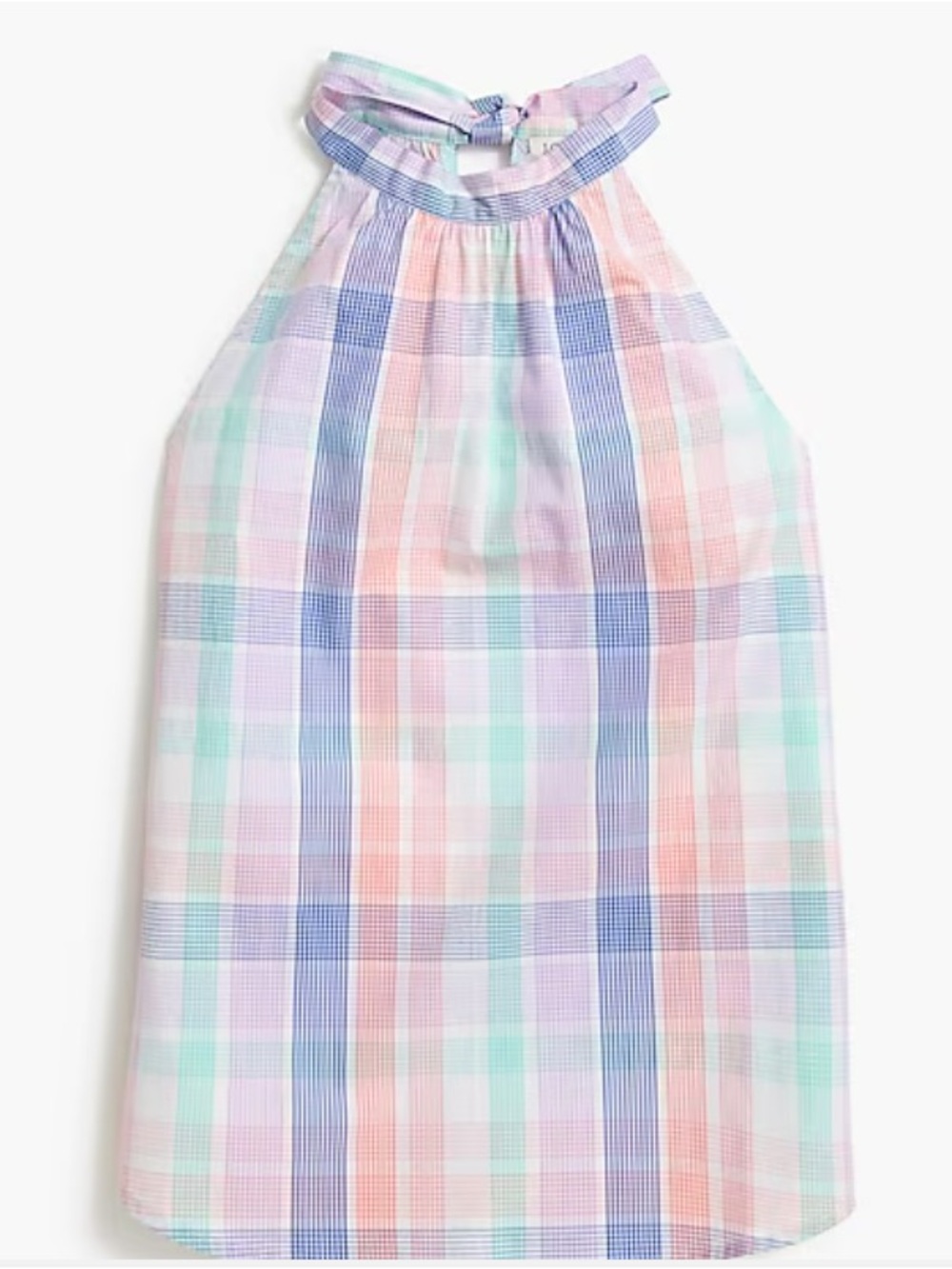 J. Crew NWOT Pastel Plaid Halter Top - Mint, Lavender, Pink, Blue